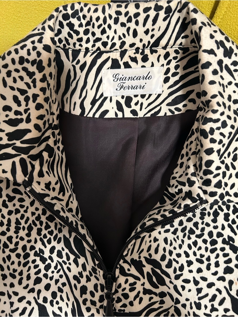 Ferrari Black & Cream Animal-Print Jean Jacket - Picture 4 of 5